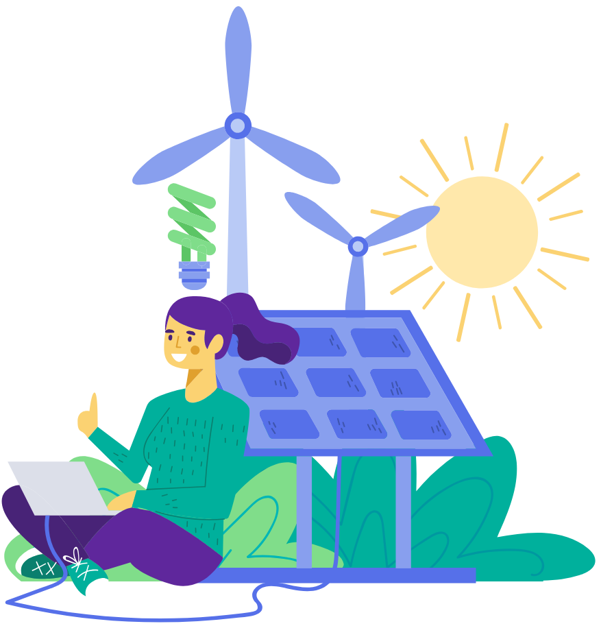 joven santada usando laptop rd sostenible